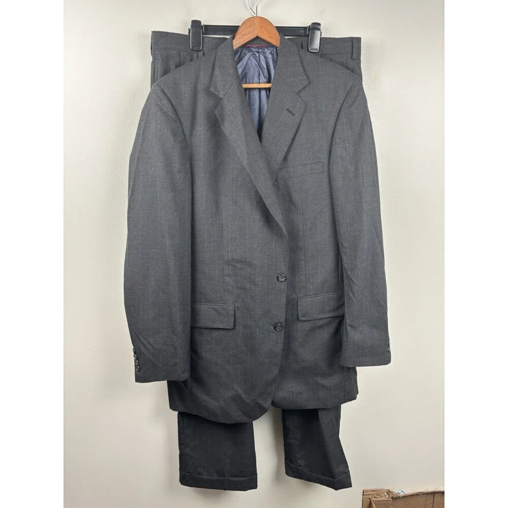 Jos. A. Bank Executive Suit Men's 46L Gray Pinstripe 100% Wool 2-Button